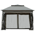 Arlmont & Co 11′ X Pop Up Canopy Gazebo, Outdoor Patio Shelter With Detachable Zipper Net. Instant Tent For Backyard And Garden. Dark Gray. 114 Sq Ft Shade