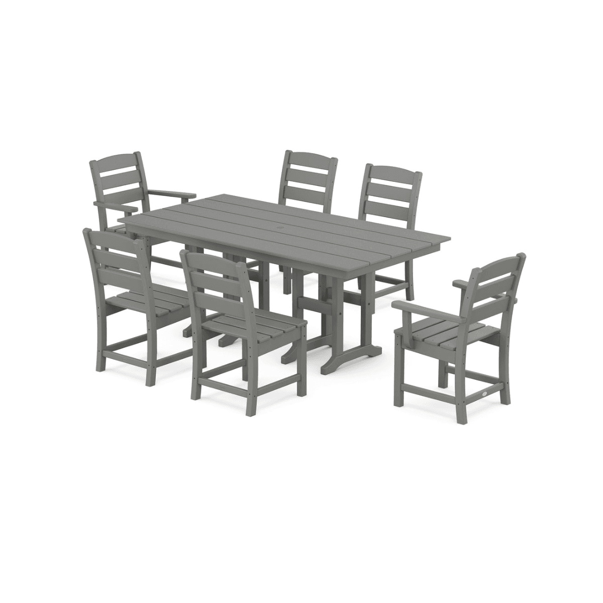 Polywood Lakeside 7-Piece Farmhouse Dining Set – Slate Grey